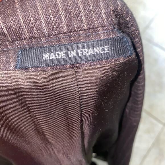Yves Saint Laurent Brown Wool Pinstripe Single Breasted Blazer Jacket size 42 - Picture 6 of 10
